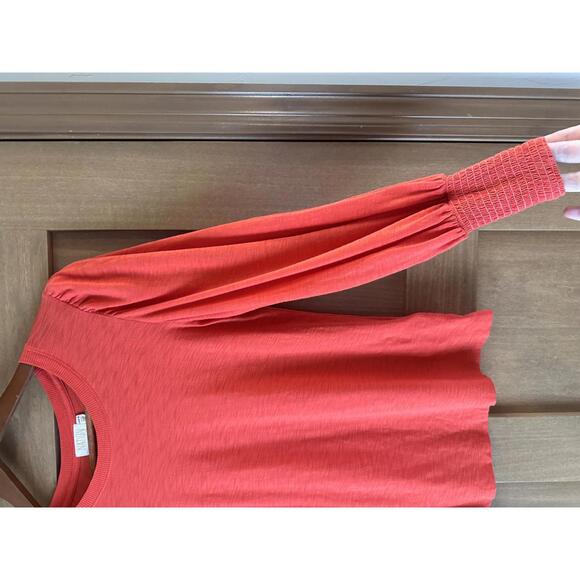 Nation LTD. Loren Peasant Tee Shirt Puff Sleeve 100% Cotton Red/Orange Womens XS - Picture 12 of 13